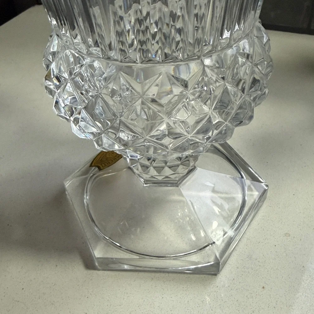 Vintage Val Saint Lambert crystal vase, in the Wagram pattern made in Belgium